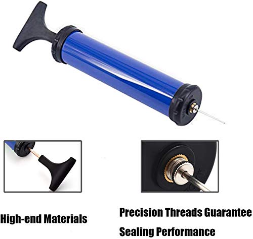 Portable Ball Pump Inflator Kit with Needles and Hose - Manual Blue
