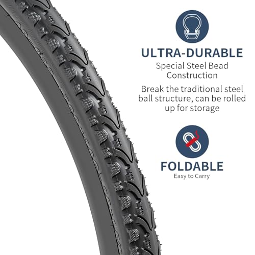 YunSCM 700x38C Bike Tires - Black 01 for Road, Gravel, Hybrid Bikes - 2 Pack