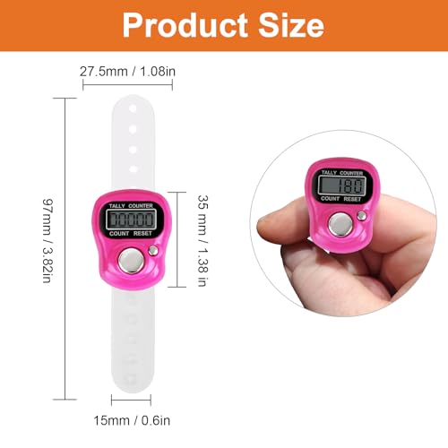 5-Pack Clicker Counter with Rhinestone - 5-Digit Tally Clickers