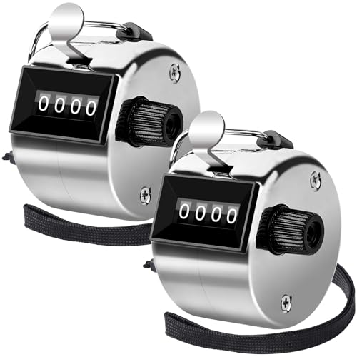 4-Digit Tally Counter Clicker - 2 Pack Metallic