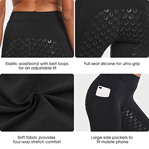 Full Seat Riding Tights with Silicon Grip - Medium, Black