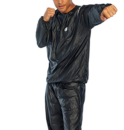 Men's Sauna Suit - Black, Large-X-Large | Increases Perspiration