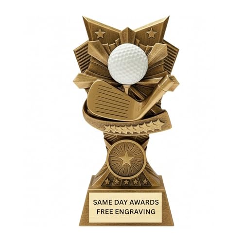 Champion V Golf Trophy - 6 Inch Resin Award with Free Engraving