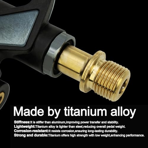 Thinvik Carbon Fiber Ti Bike Clipless Pedals Set for Road Cycling, Lightweight 99.5g with Cleats