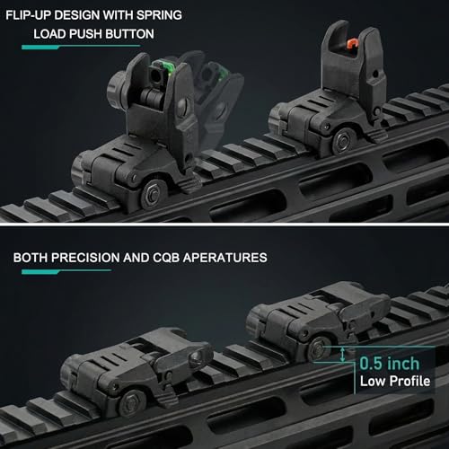 DOPETANE Flip Up Fiber Optic Sights for Rifle - Red & Green Polymer Backup Sights