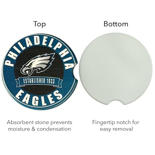Philadelphia Eagles Car Coasters Set of 2 - Absorbent Ceramic