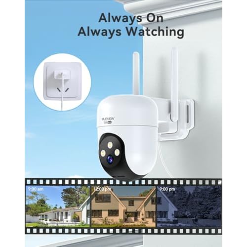 MUBVIEW 360¡Æ Security Cameras Wireless Outdoor,24/7 Wired Outdoor Camera for Home Security,Motion Tracking,5G/2.4G WiFi security camera,Night Vision,2-Way Talk, IP66,AI Detection,Local & Cloud Storage