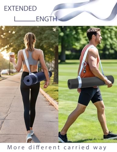 Adjustable Yoga Mat Strap with Carabiner Clip - Sky Blue