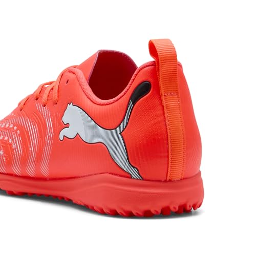 PUMA Kids Future 9 Play Turf Soccer Shoes - Glowing Red-White-Black-Silver, Size 3.5