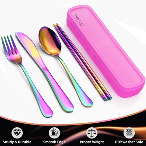 Travel Utensils with Case, Stainless Steel Portable Cutlery Set,