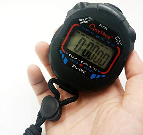 Digital Handheld Stopwatch with LCD Display - Black