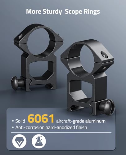 1 Inch Scope Rings - High Picatinny Mounts - 2 Pieces - Black