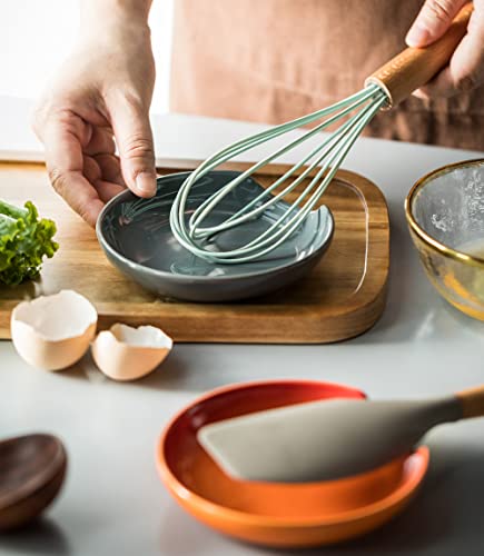 5-Inch Ceramic Spoon Rest for Stove Top - Gray Kitchen Utensil Holder