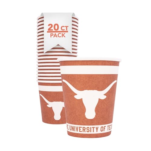 University of Texas Paper Cups - 20 Count, 9 oz Disposable Party Cups