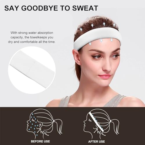 Custom Sports Headband - Personalized Sweat-Wicking Hair Band - Solid White