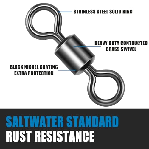 Barrel Fishing Swivels #5 (0.51") - 71LB - 50 Pack, Stainless Steel