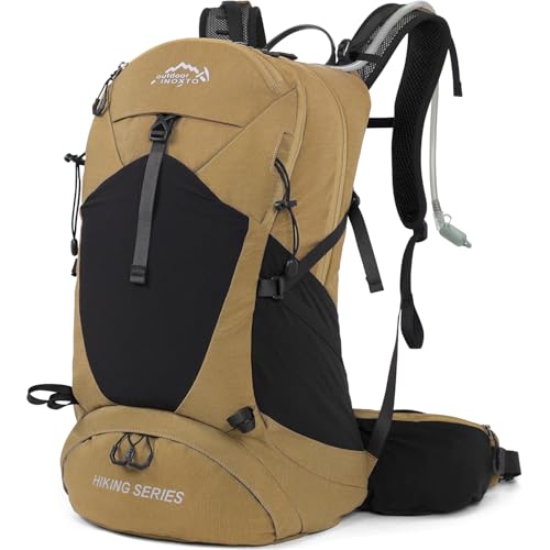 IX INOXTO 26L Hiking Backpack with 3L Hydration Bladder, Waterproof Daypack, Khaki