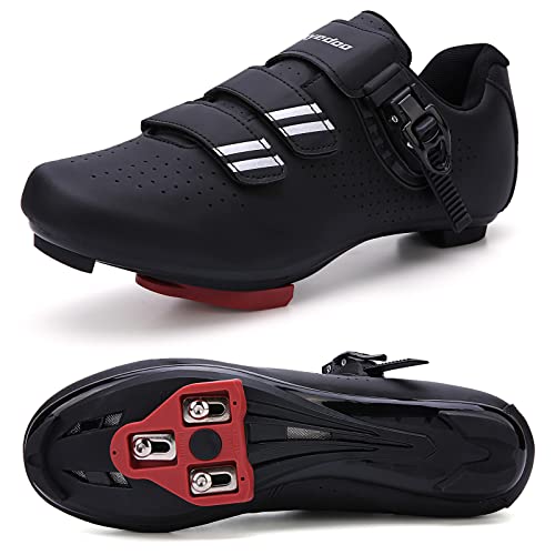Mens Womens Cycling Shoes with Delta Cleats - Black 12 Women/10 Men
