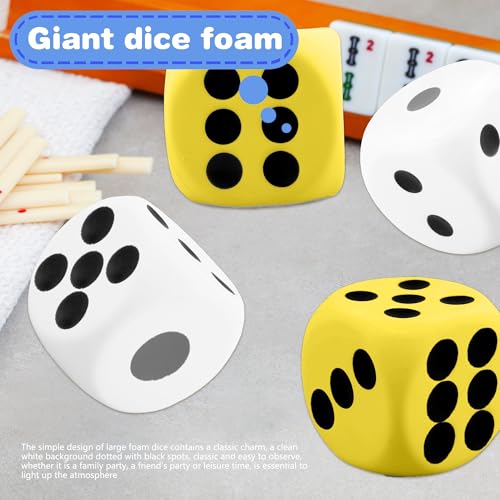 Giant Foam Dice Set 6 Inches Color Set of 6 - Educational, Party & Family Game Toy
