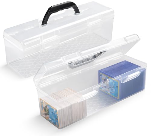 SUNEZLGO 2 Pack Card Storage Box for Toploader & Standard Cards, Large Capacity
