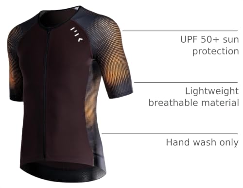 Men's Triathlon Top - Full Zip Short Sleeve Shirt, Quick-Dry, UPF 50+