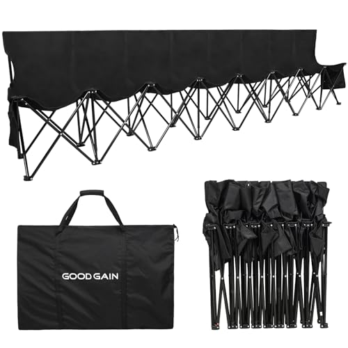 Portable Soccer Bench - 8 Seats with Backrest & Storage - Black