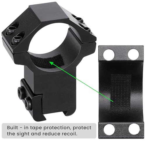 High Profile 1 Inch Dovetail Scope Rings Set - 2 Pcs Black