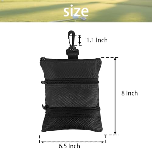 Portable Golf Ball Storage Bag with Zippers - Black