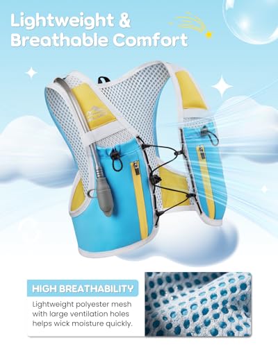 Zelvot Kids Hydration Backpack with 1.5L Bladder - Blue Medium-Large Running Vest