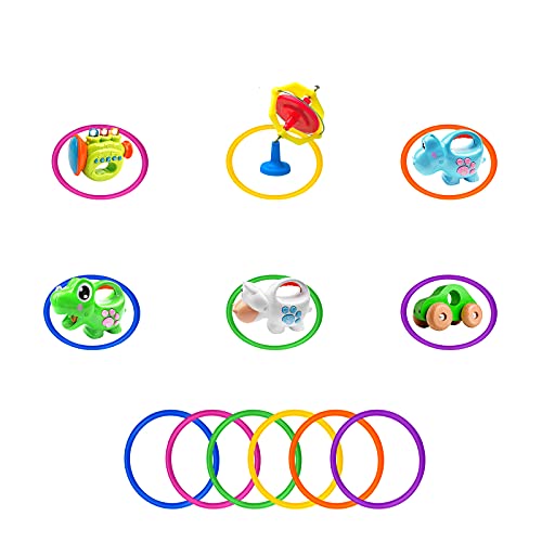 24 Pack Plastic Ring Toss Game for Kids & Adults, Carnival & Backyard Fun