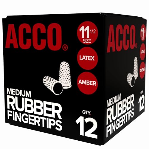 Rubber Fingertips for Sorting and Counting, Size 11 1/2 Medium - Amber, 12pk