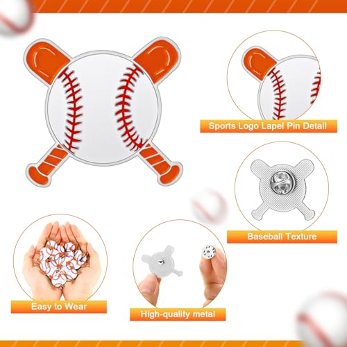 Baseball Lapel Pins - 25 Pack Sports Brooches for Teams