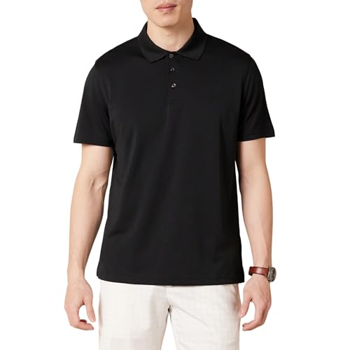 Amazon Essentials Men’s Slim-Fit Quick-Dry Golf Polo Shirt, Recycled Polyester, Black, Large