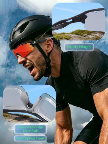 Polarized Sports Sunglasses with 5 Interchangeable Lenses - Black+Gray