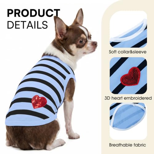 Dog Striped Shirt for Large Dogs - Blue Vest