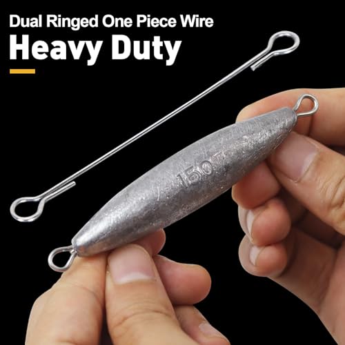 5 oz Dual Ringed Inline Torpedo Sinker (3 PCs) - Lead Bottom/Trolling Weights for Saltwater