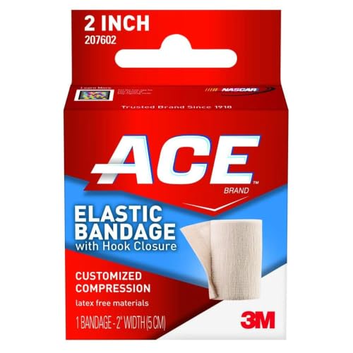 Elastic Bandage with Hook Closure - Latex-Free, 2" x 4.2 ft
