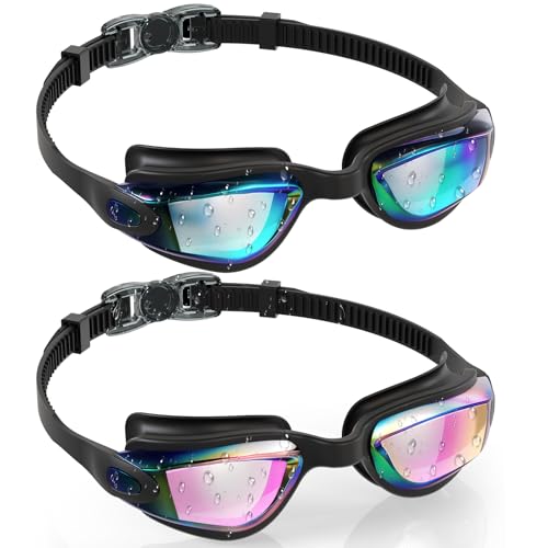 Kids Swim Goggles 2 Pack - Anti-Fog, UV Protection, Leak-Proof
