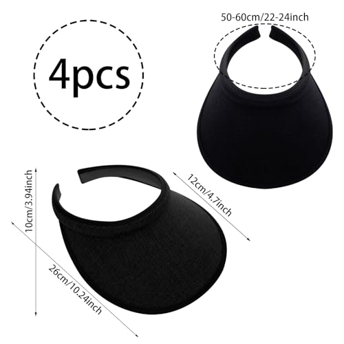 Rthjsfj 4-Pack Slip-On Wide Brim Sun Visor Hats for Women UV Protection (Multi)