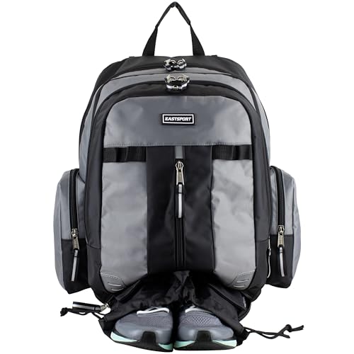 Eastsport Extra Large Expandable Travel Hiking Backpack Ash Gray/Black 18x13.5x9.5
