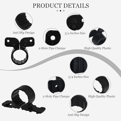 52PCS 3/4 Inch Pex Suspension Pipe Clamps Set, Pipe Supports Suspension Clamp Includes 40PCS Black Pex Tubing Pipe Support & 12PCS Butterfly Style Pex Tubing Clamps for Pex, Copper, CPVC Pipe