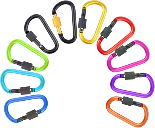 2.3-Inch Aluminum D-Ring Key Rings - Multicolored Carabiner Clips