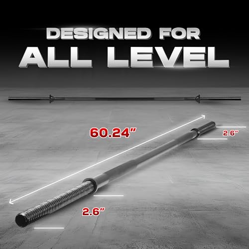 Yes4All 1-Inch Straight Barbell - Black 60-inch/5ft Olympic & Standard Weightlifting Bar