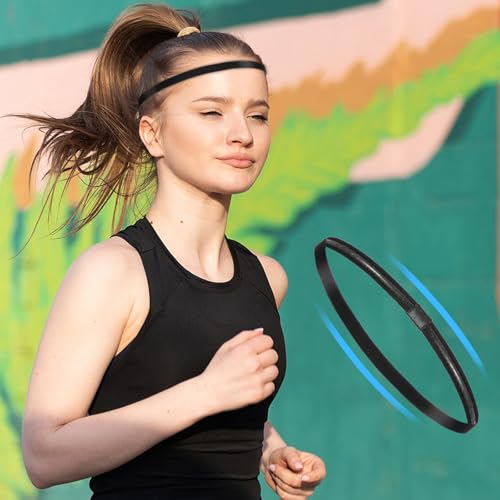 9PCS Thin Elastic Athletic Headbands - Non-Slip Black Set
