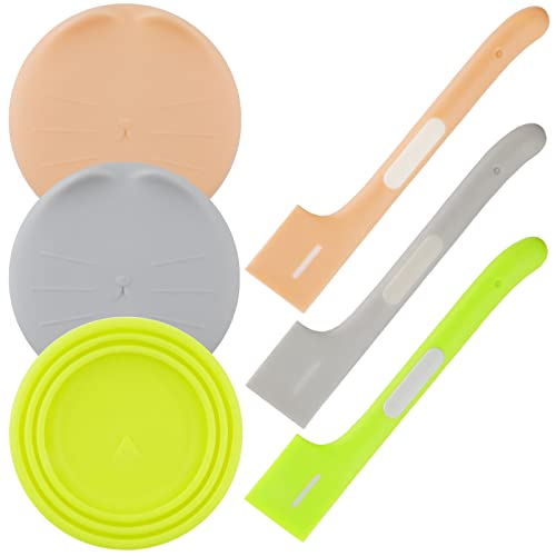 Pet Food Can Cover Lids with Mixing Spoon - 6 Pack Set