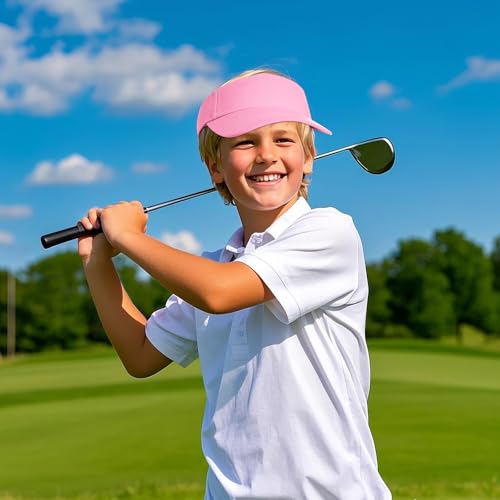 Adjustable Kids Sun Visor Hat - Pink Cotton Sports Cap