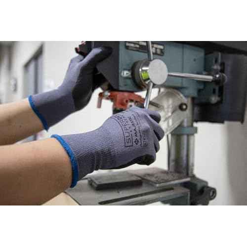Majestic SuperDex Micro Foam Nitrile Palm Coated Glove on Nylon Shell | 12 Pairs - LG | 15 Gauge Liner, Lightweight Comfort, Breathable, Gray/Black | for Automotive, Industrial, Manufacturing | 3228