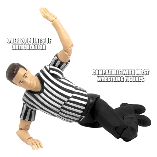 Ultimate Wrestling Referee Action Figure with 20+ Articulations & 11 Hands