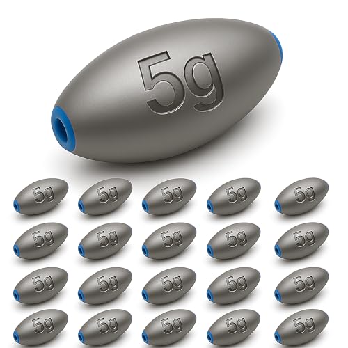 5g Oval Egg Sinkers Fishing Weights – Lead Sliding Sinkers, 20pcs