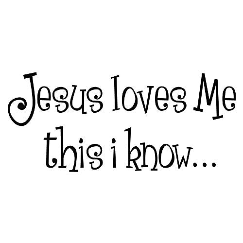 Jesus Loves Me This I Know - Pure Black Vinyl Wall Decal Carved Seperated Letters Nursery Bible Verse Quote Religious Art Sticker Home Decor
